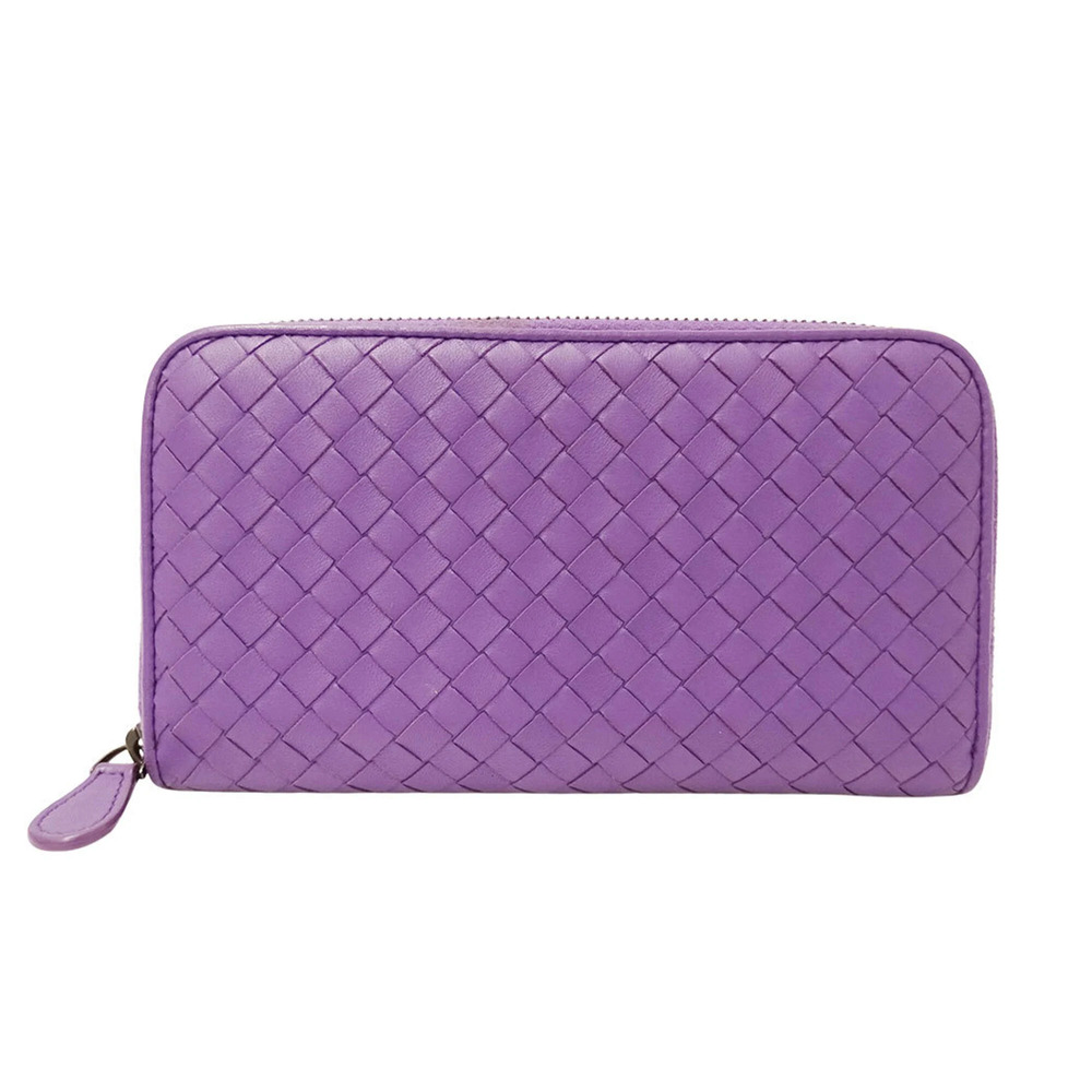 Bottega Veneta women's wallet, brand name, Intrecciato weave, long purple lea...